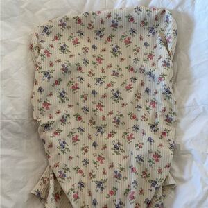 Floral ruffled tube top